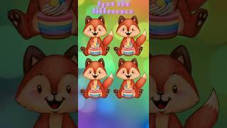 Rainbow foxes with treats! Spot the difference puzzle game #oddoneout #kawaii  #fantasy #games