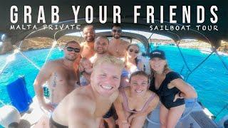 Malta PRIVATE Sailboat Tour | Blue Lagoon, Crystal Bay, Comino, Cliff Jumping, and more...