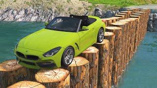 Cars vs Log Bridge #3 - BeamNG.drive