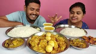 mutton fat egg rice fish curry dal  eating challenge