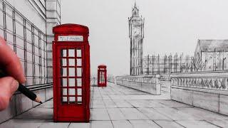 How to Draw a London Red Phone Box and Big Ben: Fast