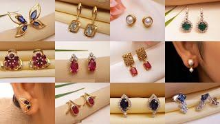 Gold Gemstone Earrings Designs with Price and Weight || Gold Gemstone Designs| #Indhus