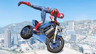 GTA 5 IRON SPIDERMAN Motorcycle Epic Stunts Fails Ep. 1 (Ragdolls Physics)