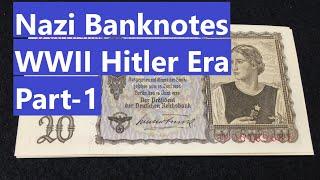 20 Reichsmark - German Nazi Banknotes From WWII Hitler Era Part - 1