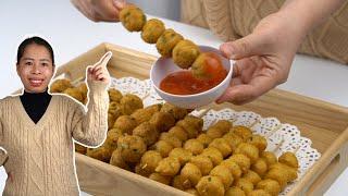 Making Fried Fish Balls From Cold Rice And Shrimp Noodles | HA COOKING