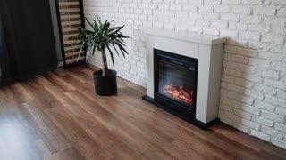 Frode Beige Electric Fireplace | TAGU