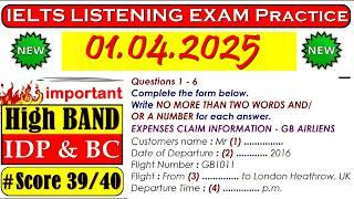IELTS LISTENING PRACTICE TEST 2025 WITH ANSWERS | 01.04.2025