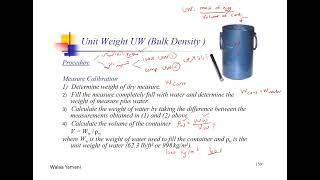 Lecture 20: Unit Weight of Aggregates الوزن النوعي للركام