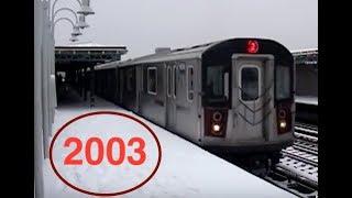 New trains in the Bronx on a snowy day.