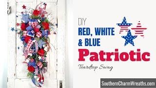 DIY Patriotic Star Swag Wreath | Artificial Teardrop Swag Tutorial