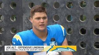 Chargers top draft pick offensive lineman Joe Alt talks about his upcoming first NFL season