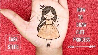 How to draw cute princess || mehndi design for kids || mehndi creations