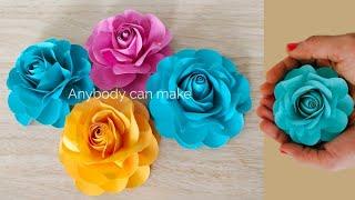 EASY WAY TO MAKE REALISTIC PAPER ROSE | PAPER ROSE TUTORIAL | PAPER ROSE MAKING TUTORIAL