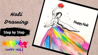 Holi Drawing - step by step | Drawing Tutorial  YouCanDraw