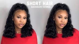 HOW TO: Short Half Up Half Down Quick Weave No Leave Out