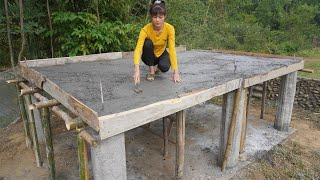 How to Build a House for pig and ducks - Floor bamboo tying technique and concrete pouring