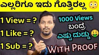 1000 views on youtube how much money | how much money do you get for 1000 views in kannada
