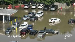 Drone footage of flooding in Vermont: Montpelier, Barre, Middlesex, Londonderry, Chester