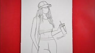 How To Draw Girl / Easy Drawing Girl With Hat