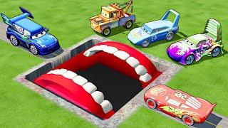 Giant MOUTH & RAINBOW & LAVA Pits VS Lightning McQueen - BeamNG.drive | Compilation - Part 3