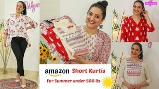 Amazon Short Kurtis Haul under 500 Rs | Summer Short kurtis | Perkymegs Hindi