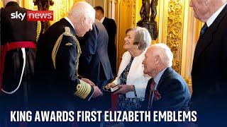 'It's bittersweet': King Charles presents first Elizabeth Emblems at Windsor Castle