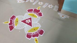 Aadi Spl Flower rangoli design/5*3Varalaxmi pooja poo Koodai kolam/Sravanasukravaram muggulu#dailyko