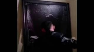 Russian man breaks the door