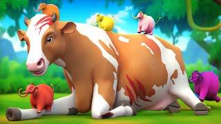 5 Color Fat Elephants Unite to Rescue Giant Cow | Epic Friendship Adventure | Cow Rescue Videos