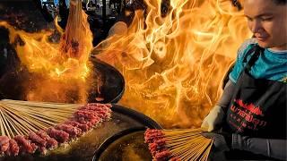 Non-Stop Orders of Fire Beef! Flaming Beef Skewers Selling Fast Like Hot Cakes