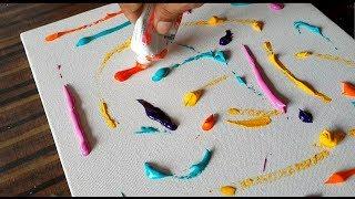 Easy & Colorful Abstract Painting for KIDS / FUN /Acrylics on Canvas / Demonstration