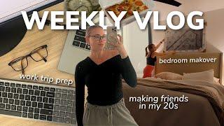 WORK WEEK IN MY LIFE: making new friends in my 20s, prepping for a work trip, bedroom makeover