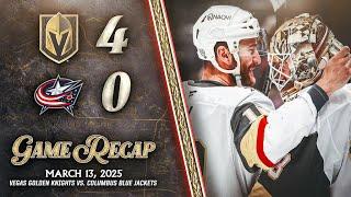 HIGHLIGHTS | Vegas Golden Knights 4, Columbus Blue Jackets 0 | March 13, 2025