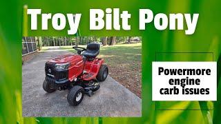 Troy Bilt Pony 42X Powermore engine carb work to get it running good again and sprucing up