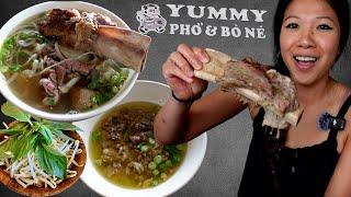 Yummy Pho with GINORMOUS rib bone!! & bone marrow soup at Yummy Pho Katy, TX