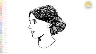 Virginia Woolf face drawing video | Virginia Woolf outline drawing | How to draw Virginia Woolf easy