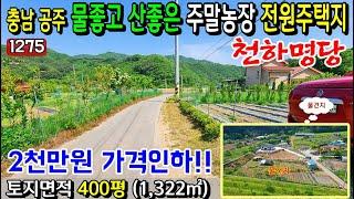 No.1275.  충남공주 2천만원 가격인하!!! 풍광이 좋은 주말농장 전원주택지 전원주택매매 농가주택매매 시골집매매 토지매매 싼땅전문 최우선공인중개사 귀농귀촌/공주부동산TV