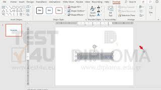 Create a WordArt object (Fill: White; Outline: Blue Accent color 1; Glow: Blue Accent color 1)...