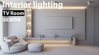 Interior lighting in Vray 3DS MAX | V-RAY6 3DSMAX 2023 | TV Room interior lighting