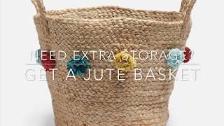 Jute Baskets - Jute Baskets for Plants - Jute Baskets with Lid - Jute Baskets with Handles