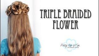 TRIPLE FLOWER  BRAID TUTORIAL!! 