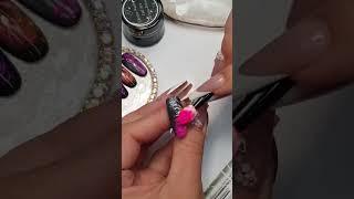 Fun Nails with tooth brush and neon pigments . Nail art designs