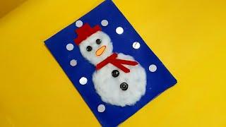 How to make Snowman Christmas Card | DIY Chrismas Greeting Card | Snowman Greeting Card