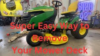 S120. How to remove your Mower Deck on the S Class 100 Series John Deere Lawn Tractor