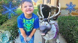 Caleb Pretend Play with Disney Frozen Toys! Unboxing GIANT Reindeer Sven from Frozen 2!