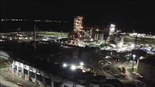 Shell Ethane Cracker Plant Monaca Pa at Night Drone Video