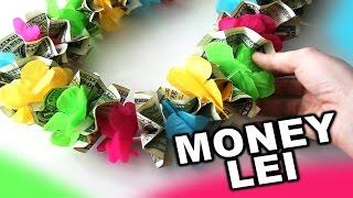 How to make a money lei for graduation or wedding with colorful flowers