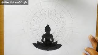 Buddha Purnima Mandala Art|mandala tutorial|Vennila Art's|Buddha Silhouette mandala art..