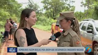 Bombeiros fazem buscas para encontrar corpo de rapaz que desapareceu em lago de Senador Canedo