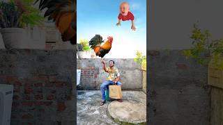 Flying crying babies Catching vs hen, parrot & puppy vs yellow lizard - Funny vfx magic 